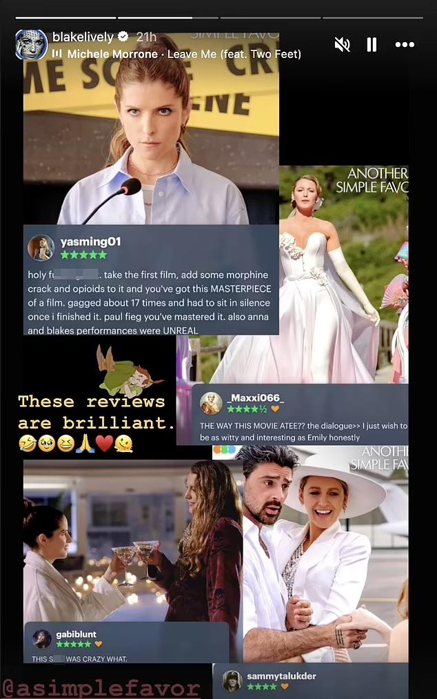 Blake Lively shares positive reviews of Another Simple Favor despite online criticism