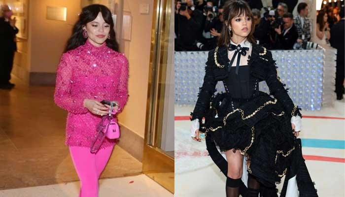 Left: Jenna Ortega at 2022 Met Gala Right: Jenna Ortega at 2023 Met Gala