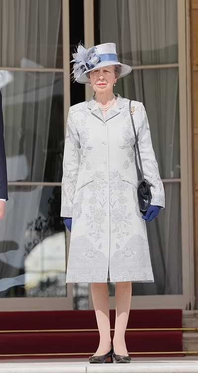 Princess Anne at the garden party held at Buckingham Palace on May 23, 2024