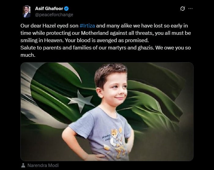 وعدے کے مطابق شہدا کے خون کا بدلہ لے لیا گیا، آصف غفور