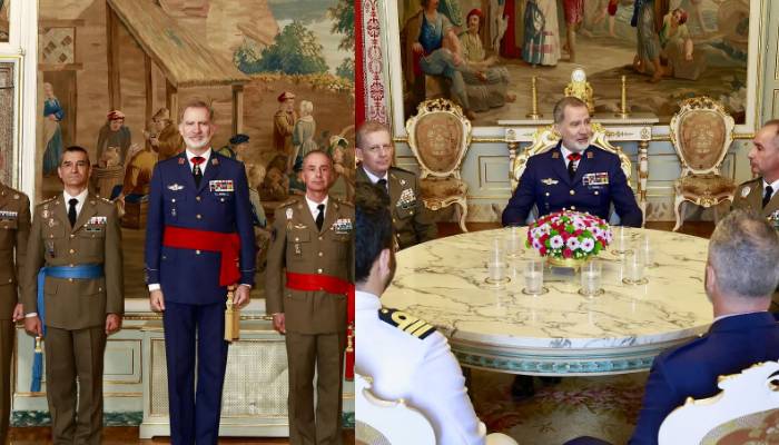 King Felipe holds meeting with admirals at Palace after sombre appearance