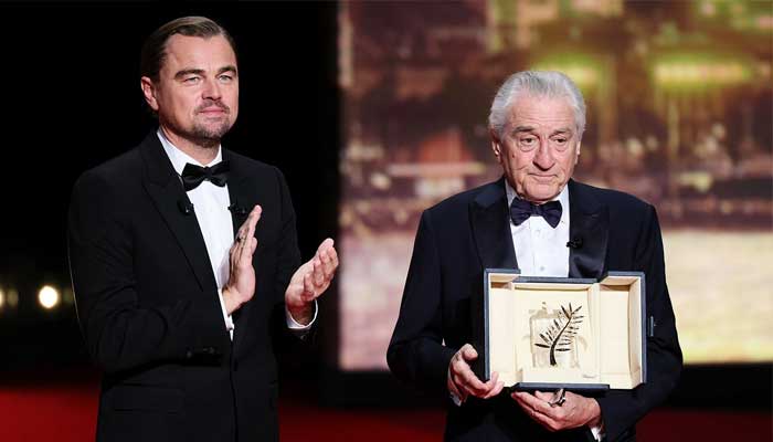 Leonardo DiCaprio presents Robert De Niro with Palme d’Or at Cannes Film Festival
