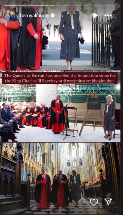 Queen Camilla unveils King Charles foundation stone at Westminster Abbey