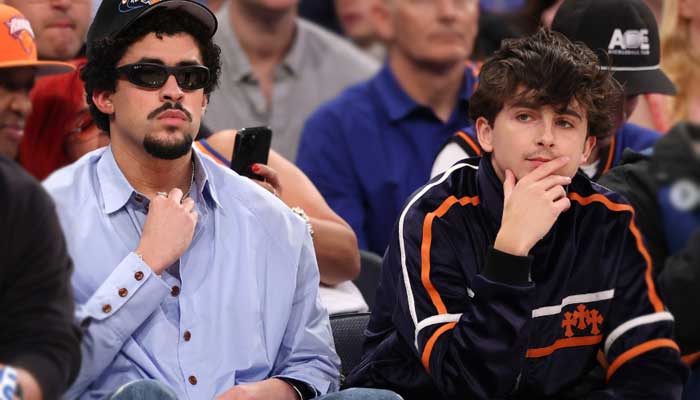Timothée Chalamet teams up with Bad Bunny to cheer on Knicks