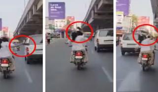 بیوی نے بیچ سڑک پر شوہر پر چپلیں برسادیں