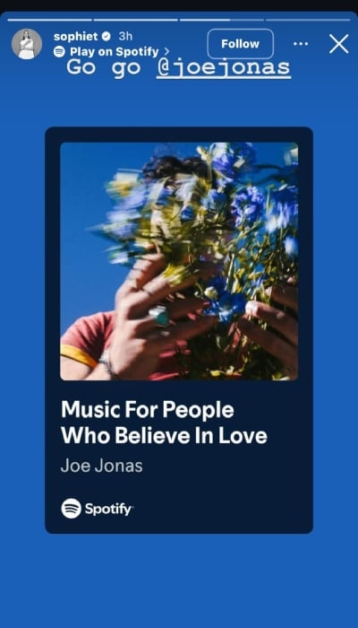 Sophie Turner applauds ex Joe Jonas new album after tumultuous split