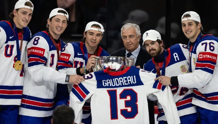 US ice hockey team honours Gaudreau after 1st world title in 92 years