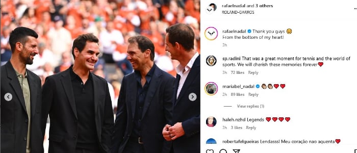 Nadal pens heartfelt note to Federer, Djokovic, Murray for French Open tribute