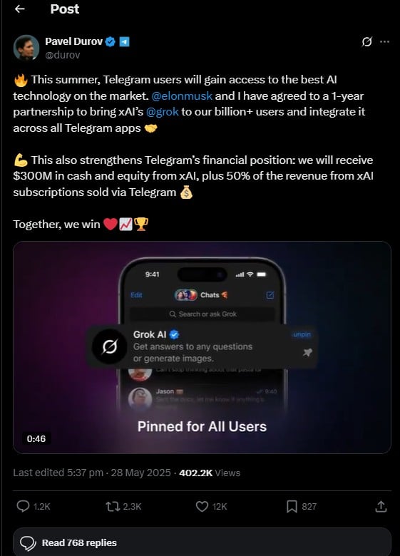 Source: X/@durov