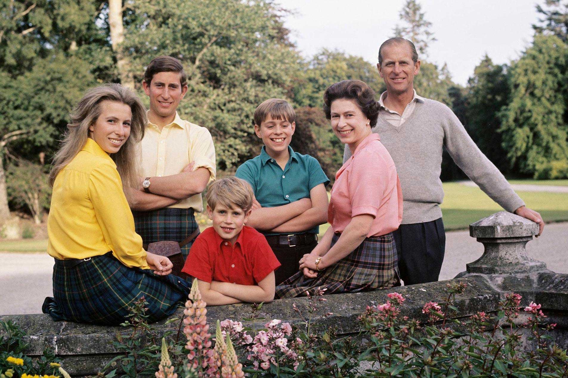 The Queen and the Duke of Edinburgh with Anne, Charles, Edward and Andrew at Balmoral in 1972 (Image: Getty)