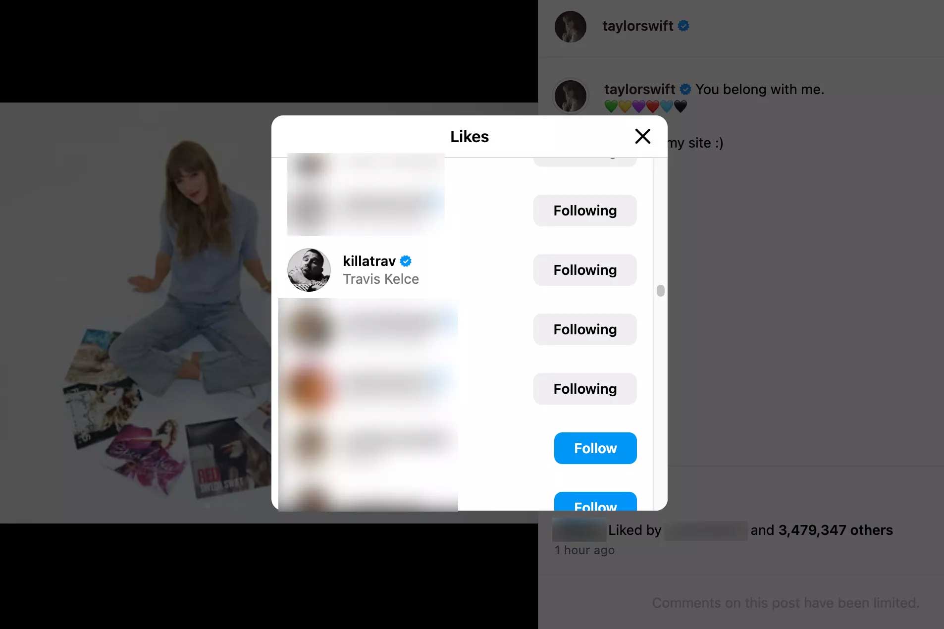 Travis Kelce publicly shows love to Taylor Swift after she reclaims her masters