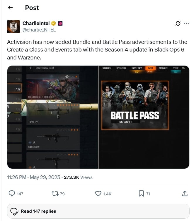 Source: X/@charlieINTEL