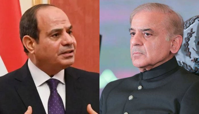 وزیرِاعظم شہباز شریف اور مصر کے صدر عبدالفتاح السیسی—فائل فوٹو