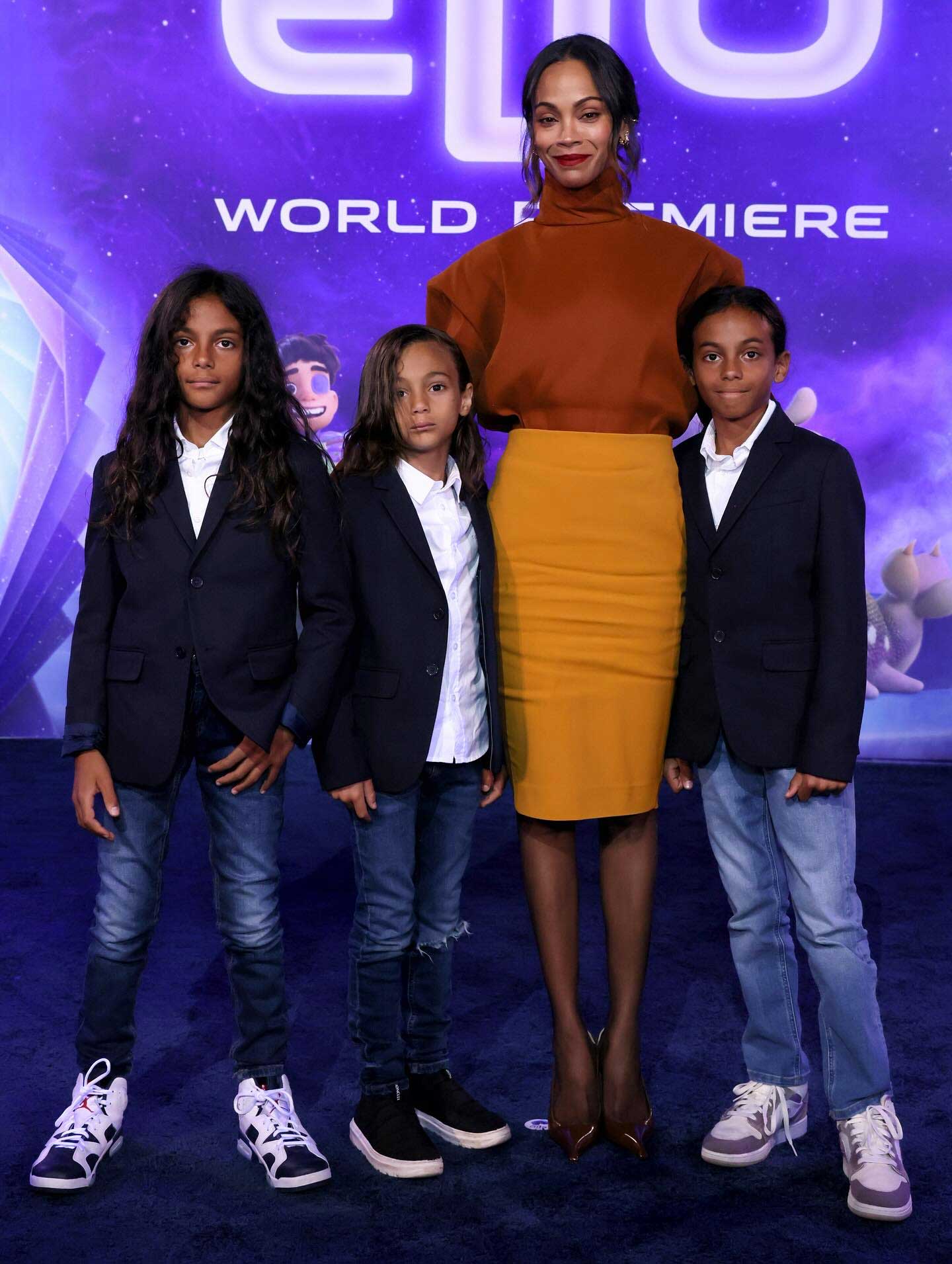 Zoe Saldaña was accompained by her three sons: Bowie and Cy,and Zen