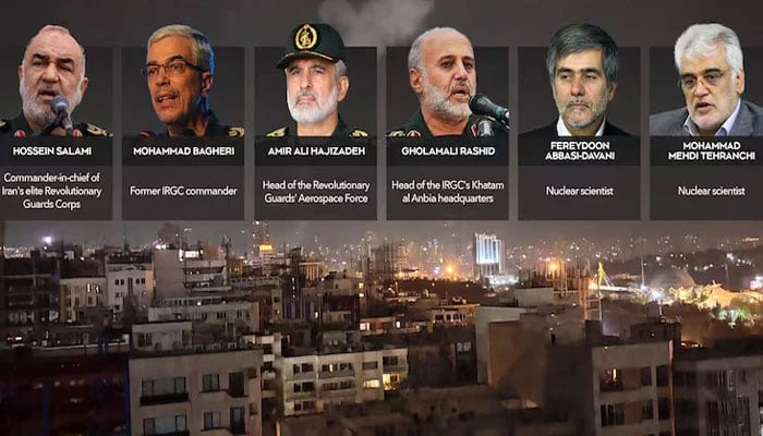 اسرائیلی حملوں میں شہید ایرانی فوجی عہدیداروں و سائنسدانوں کے نام جاری