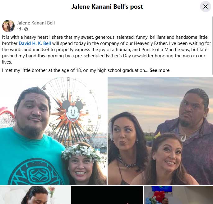 Jalene Kanani Bells tribute to her little brother David H. K. Bell