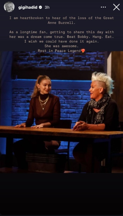 Gigi Hadid mourns Anne Burrells shocking death with somber tribute: Legend