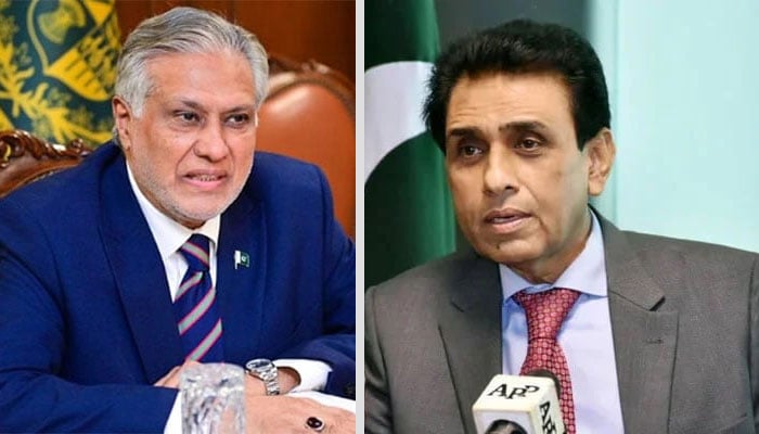 ڈاکٹر خالد مقبول صدیقی اور اسحاق ڈار—فائل فوٹوز