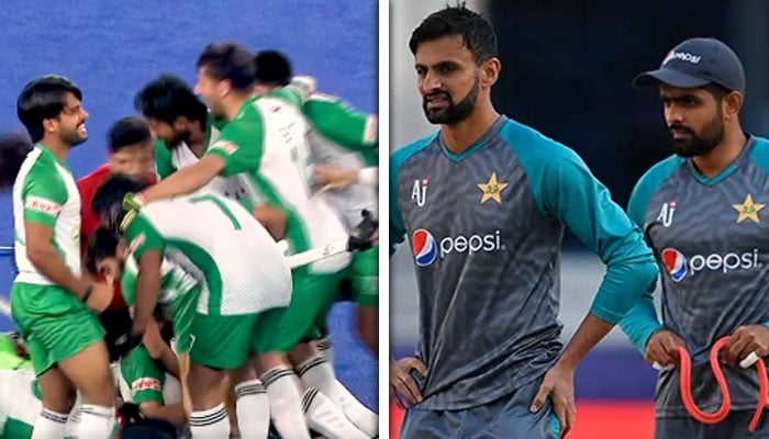 بابر اعظم، شعیب ملک کی پاکستان ہاکی ٹیم کو فائنل کیلئے نیک خواہشات