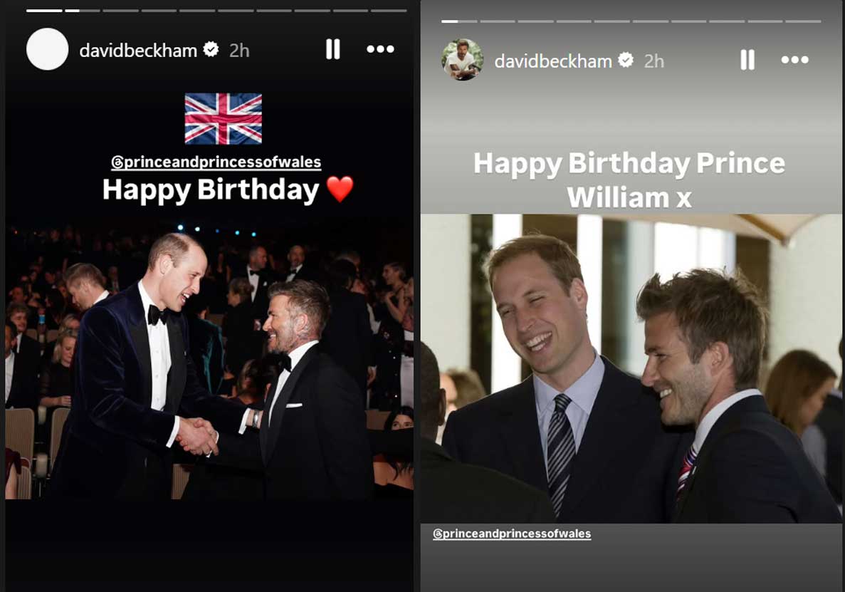 David Bekham celebrates Prince William’s 43rd birthday with throwback snaps