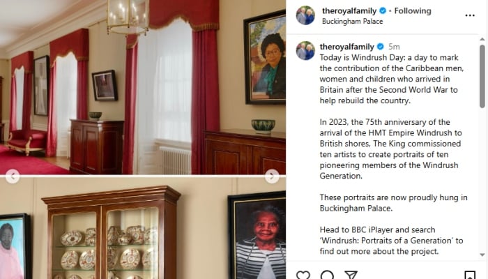 King Charles shares Windrush portraits honoring British Caribbean pioneers
