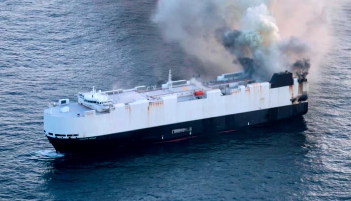 The Morning Midass sinks in the North Pacific Ocean weeks after fire forces the crew to evacuate