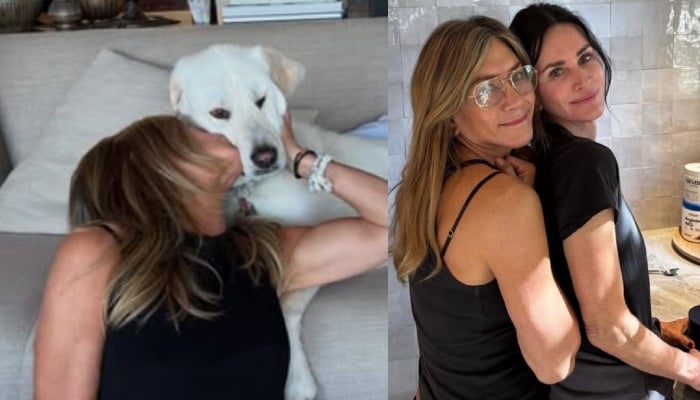 Jennifer Aniston shares rare moments with Courteney Cox and furry pals