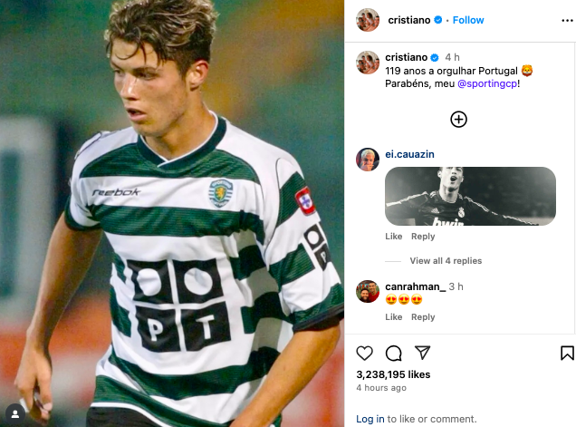 Cristiano Ronaldo celebrates 119 years of Sporting CP with touching tribute