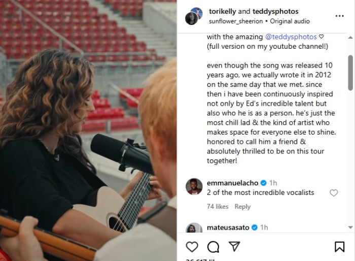 Ed Sheeran joins Tori Kelly for 10 year celebration of her iconic album