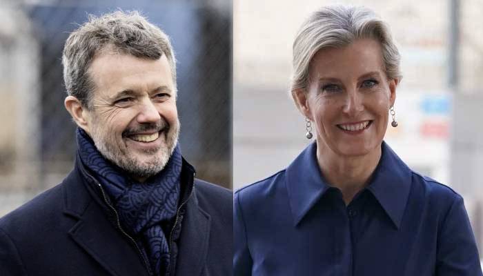 King Frederik greets Duchess Sophie with cheek kiss during solo appearance
