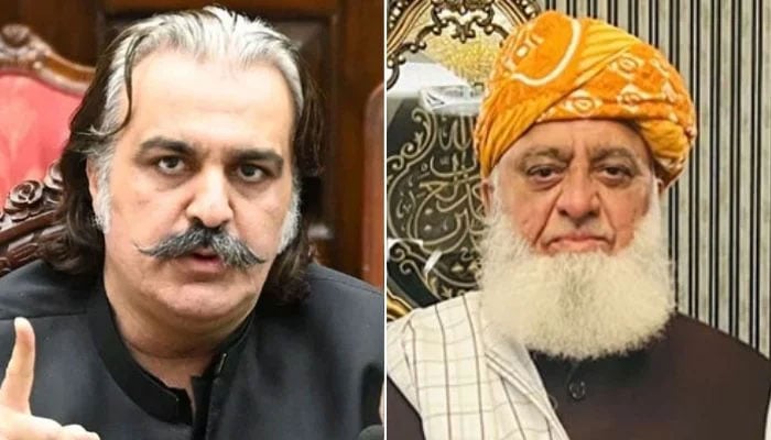 مولانا فضل الرحمٰن اور علی امین گنڈاپور—فائل فوٹوز