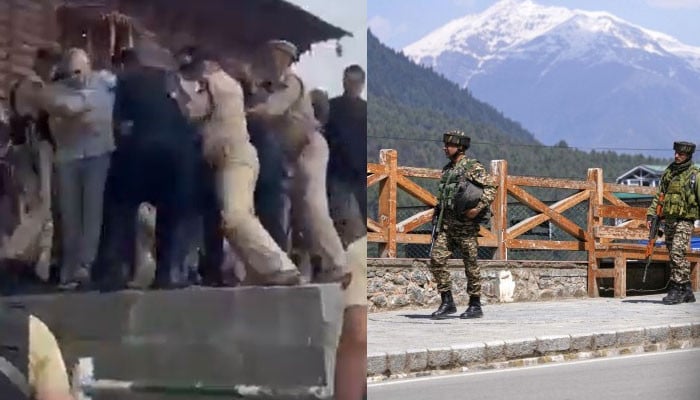 یوم شہداء پر عمر عبداللّٰہ پولیس کے روکنے کے باوجود دیوار پھلانگ کر قبرستان میں داخل ہوگئے