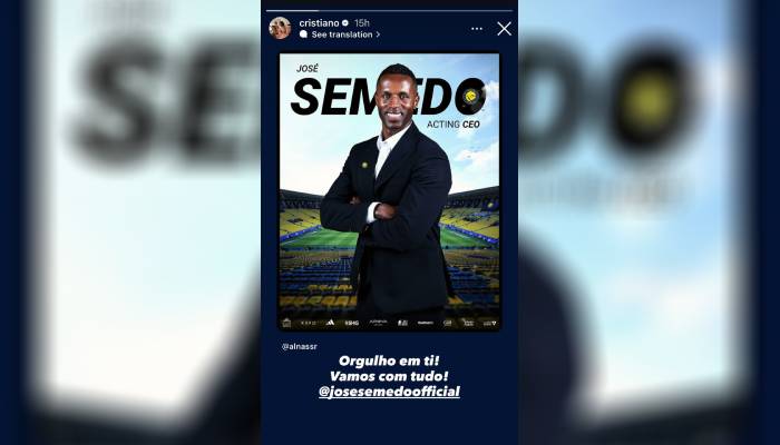 Cristiano Ronaldo applauds friend Jose Semedo’s appointment as Al-Nassr CEO