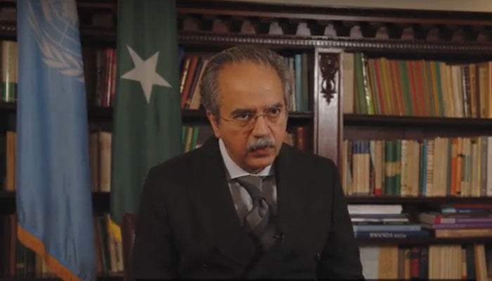 اقوامِ متحدہ میں پاکستانی مندوب عاصم افتخار---فوٹو اسکرین گریپ