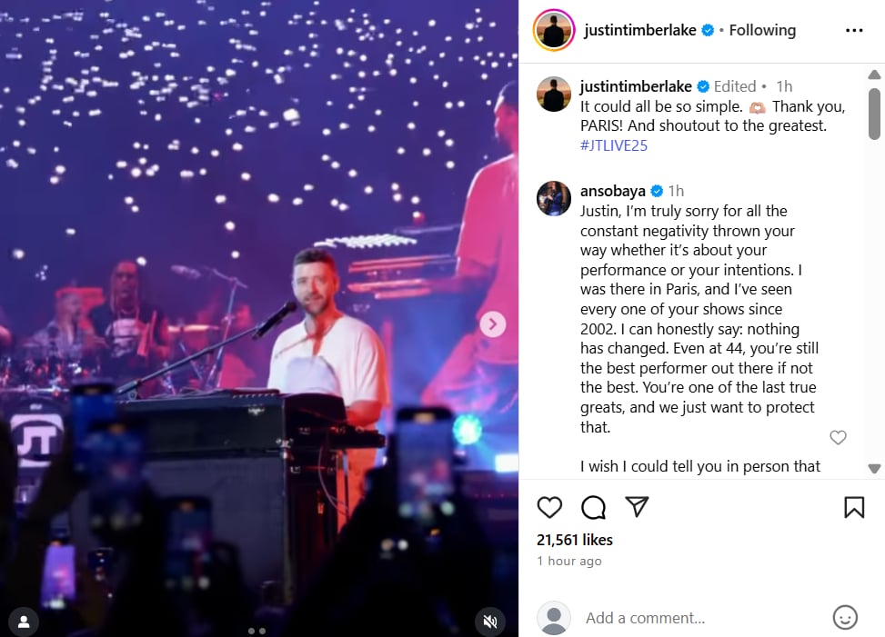 P.S. Instagram/justintimberlake