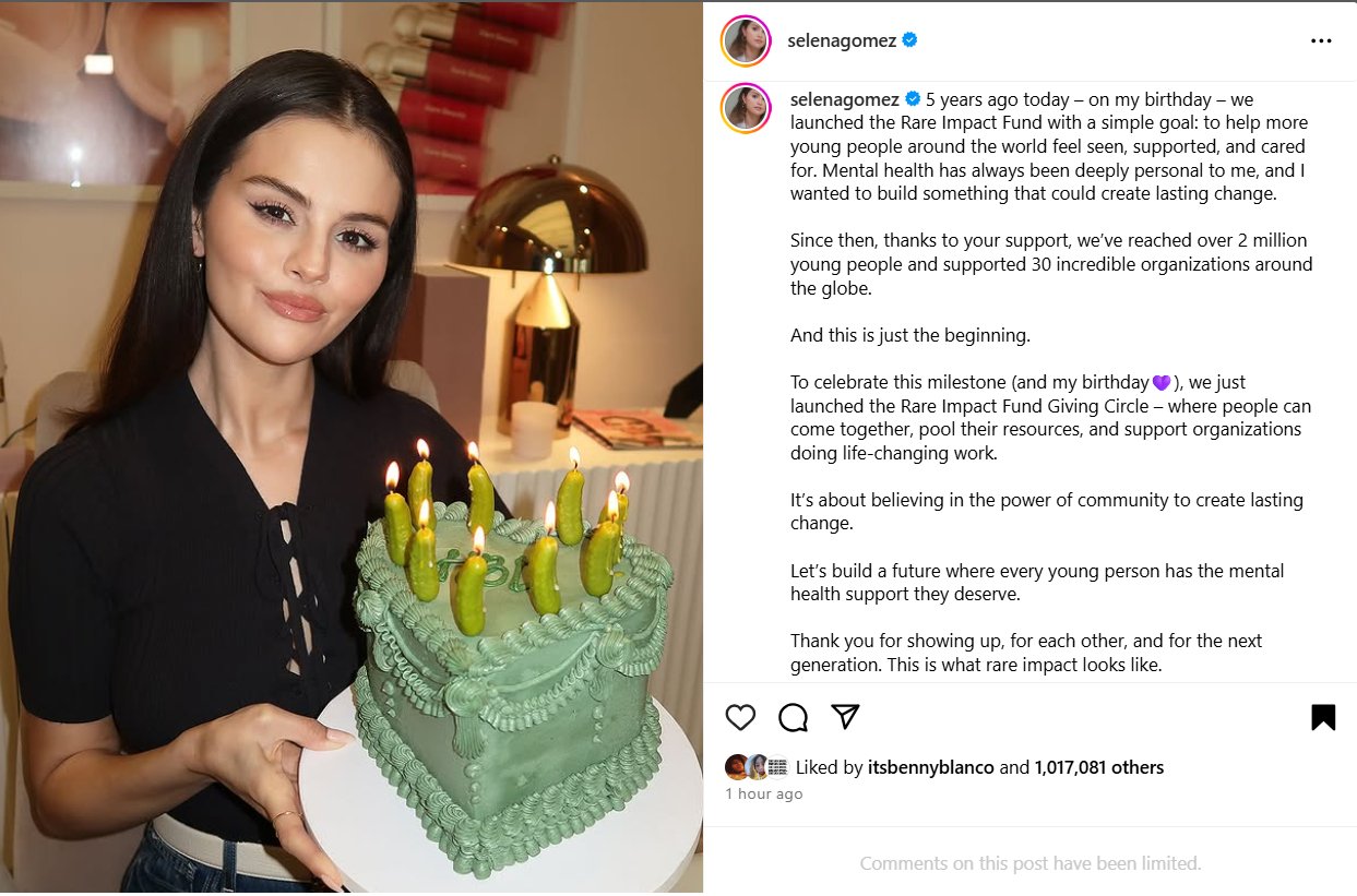 P.C. Instagram/selenagomez