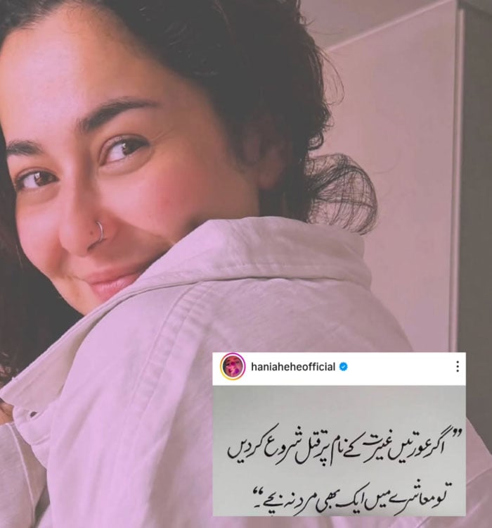 اگر عورتیں غیرت کے نام پر قتل کرنے لگیں تو ایک مرد بھی زندہ نہ بچے: ہانیہ عامر