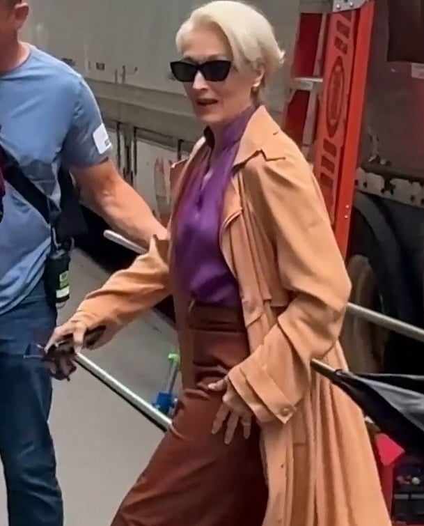Meryl Streep on the set of The Devil Wears Prada 2