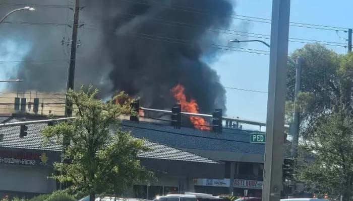 Massive fire near UNLV campus destroys two-story strip mall
