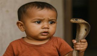 ایک سالہ بچے نے زہریلے سانپ کو کاٹ کر مار ڈالا