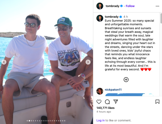 Tom Brady shares rare family moments from dreamy European getaway