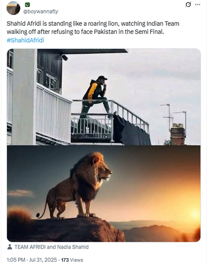 پاک بھارت میچ منسوخی، شاہد آفریدی کی تصویر وائرل، لائن کنگ سے موازنہ