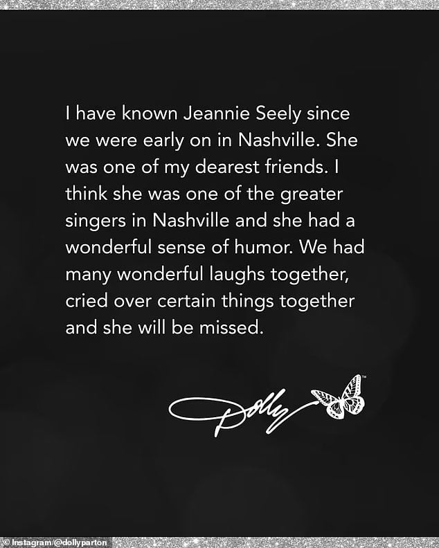 Dolly Parton bids last goodbye to ‘dearest’ pal Jeannie Seely in somber tribute