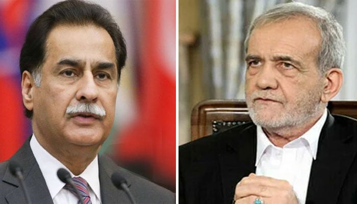 ایرانی صدر ڈاکٹر مسعود پزشکیان اور اسپیکر قومی اسمبلی ایاز صادق—فائل فوٹوز