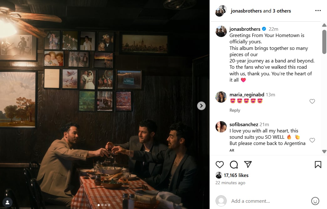 P.C. Instagram/jonasbrothers