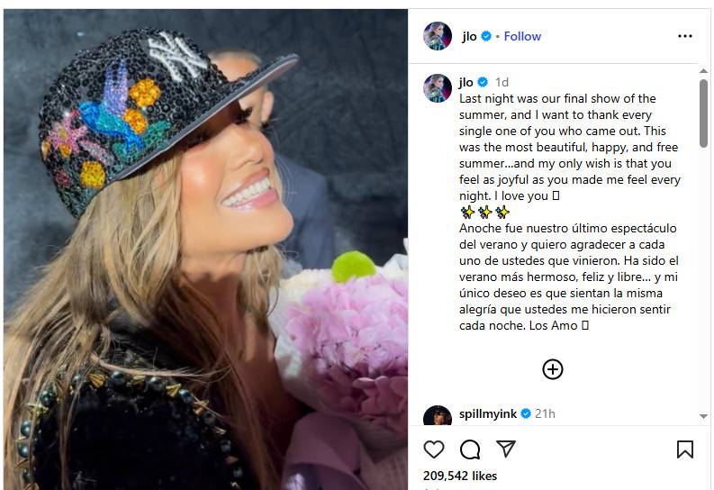 Jennifer Lopez Instagram