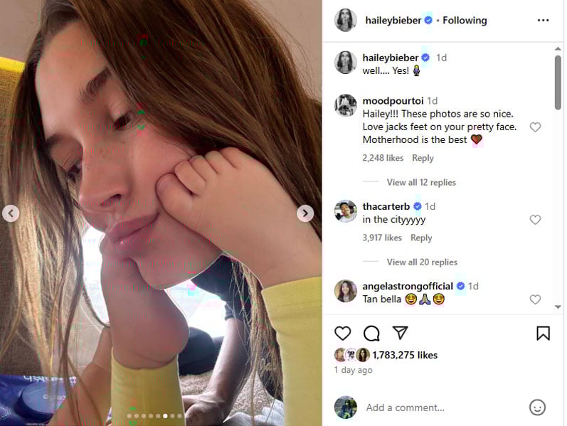 Hailey Bieber pouts as baby Jack plays in adorable pre-birthday photo