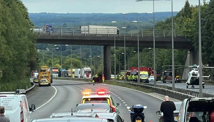 M20 motorway in Kent closed after vehicle falls from bridge