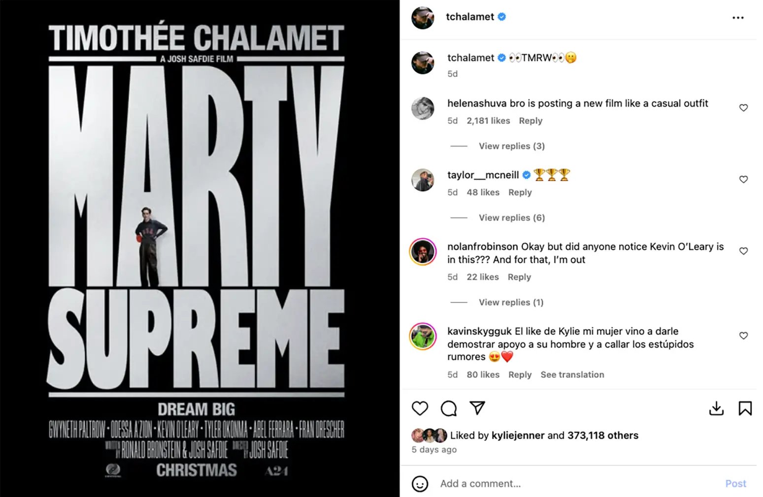 P.C Instagram/tchalamet