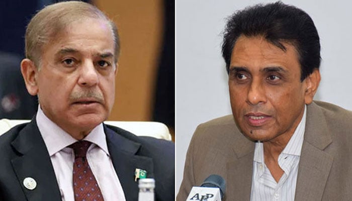 ایم کیو ایم کے چیئرمین ڈاکٹر خالد مقبول صدیقی اور وزیرِ اعظم شہباز شریف—فائل فوٹوز